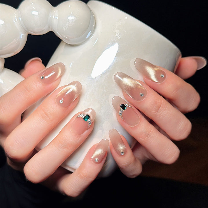 Elegant Rhinestone Ombre Press-On Nails Bowlift