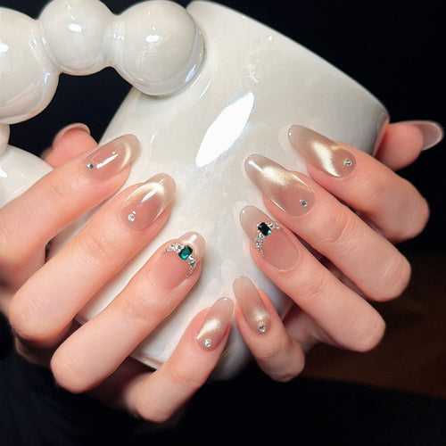 Elegant Rhinestone Ombre Press-On Nails Bowlift