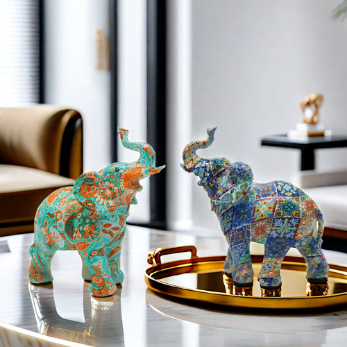 Colorful Elephants Figurine Bowlift