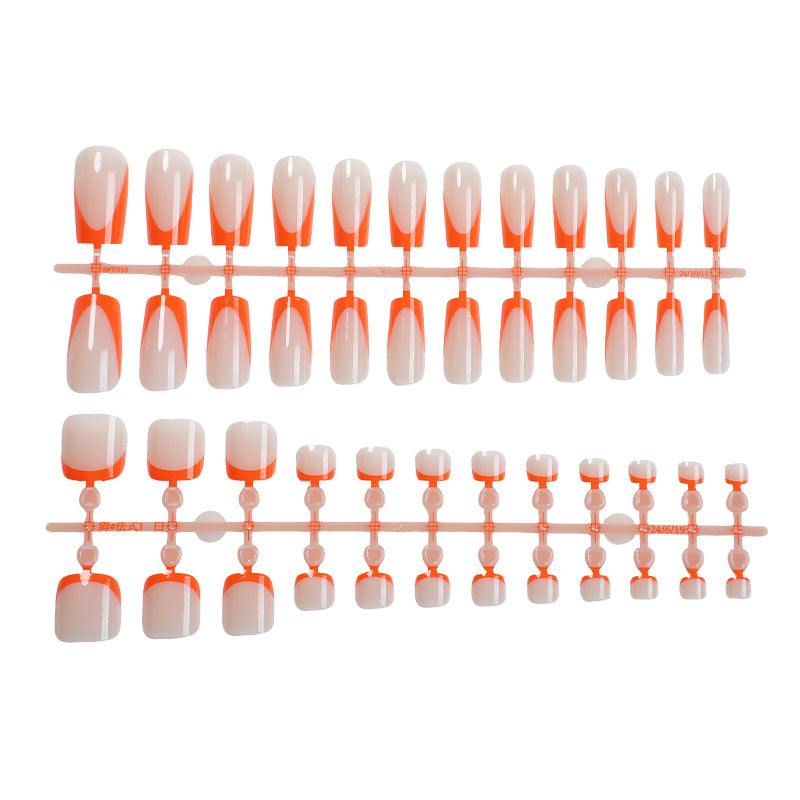 Decorative Press-On Nail Set with Geometric Design Bowlift