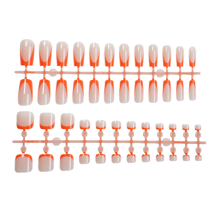 Decorative Press-On Nail Set with Geometric Design Bowlift