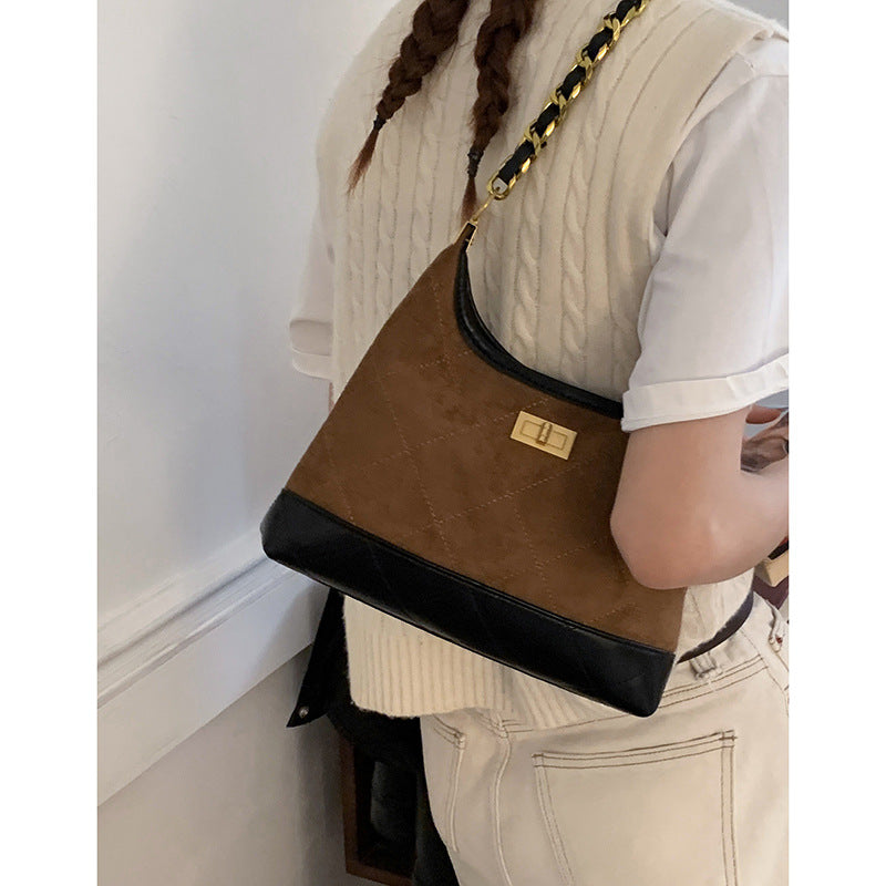 Quilted Suede Hobo Handbag Bowlift