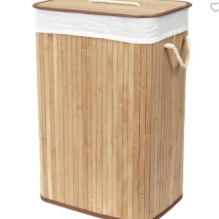 Elegant Laundry Basket Made of Bamboo with Practical Lid Bowlift