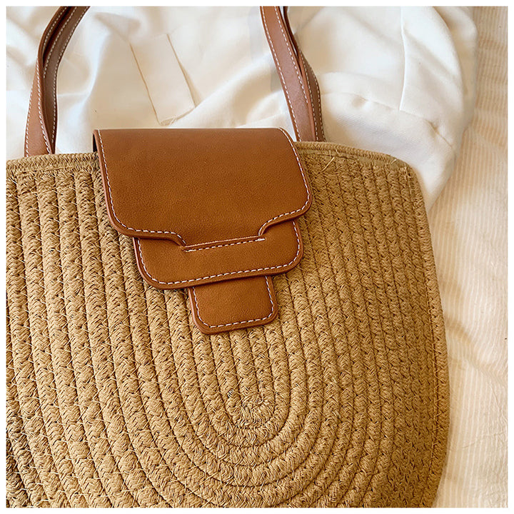 Fashionable and Handcrafted Basket Bag with Leather Accents Bowlift