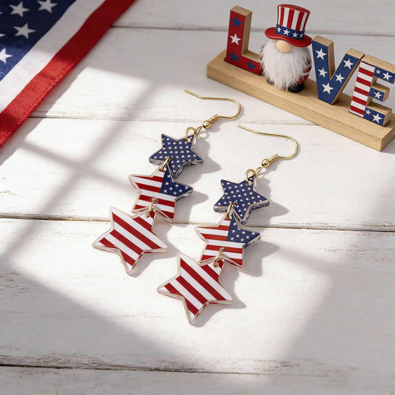Ladies nan statement earrings with bow shape and American flag pendant Bowlift