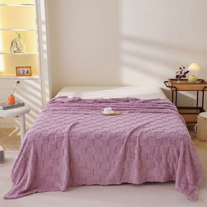 Women Plush Bedspread with Textured Design Bowlift