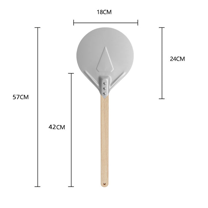 long-handled perforated pizza peel with wooden handle Bowlift