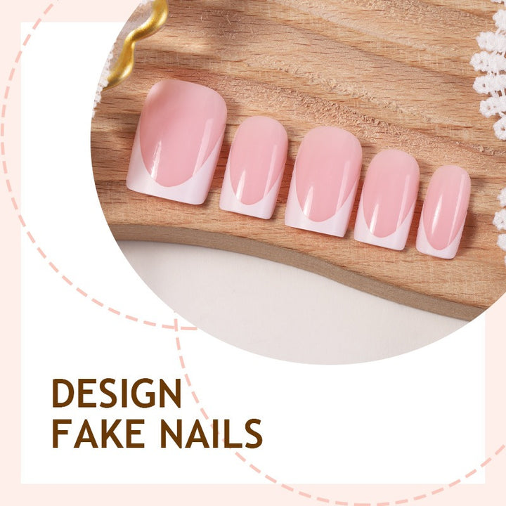 Acrylic nail set with elegant French tips and nourishing accessories Bowlift