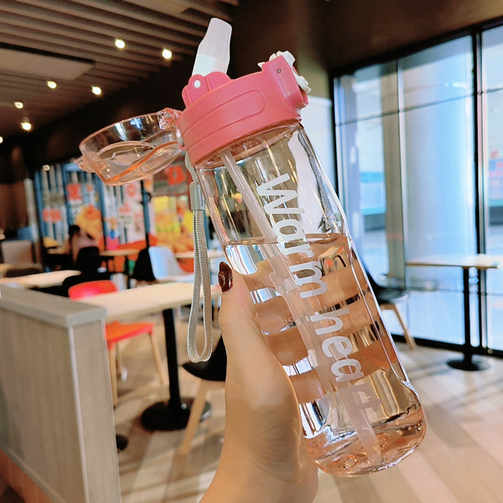 Women Transparent Water Bottle with Ergonomic Lid Bowlift
