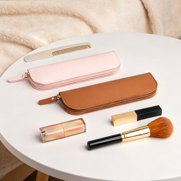 Zippered Leather Pencil Case Bowlift