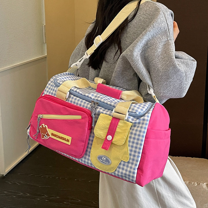 Stylish Gingham Duffle Bag