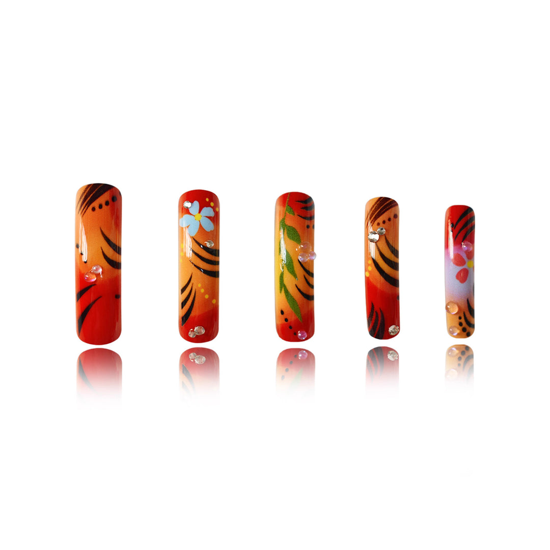 Artfully Designed Floral Press-On Nails Bowlift