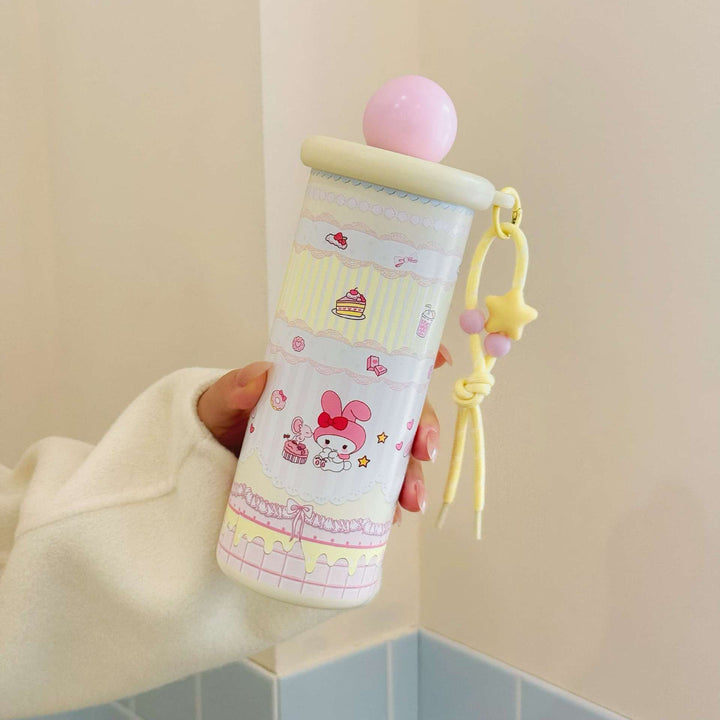 Women's insulated drinking bottle with practical carrying strap and cute animal motif Bowlift
