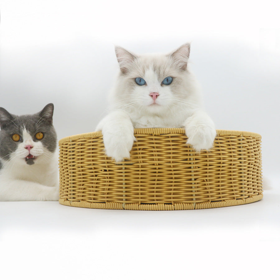 Cozy cat basket made of woven material Bowlift
