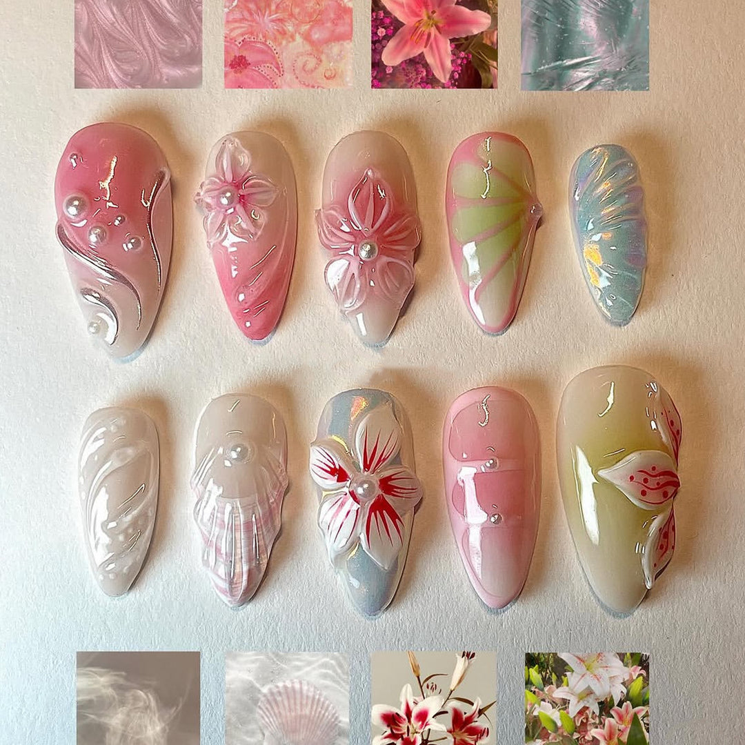 Artificial Flowers Nail Set Bowlift