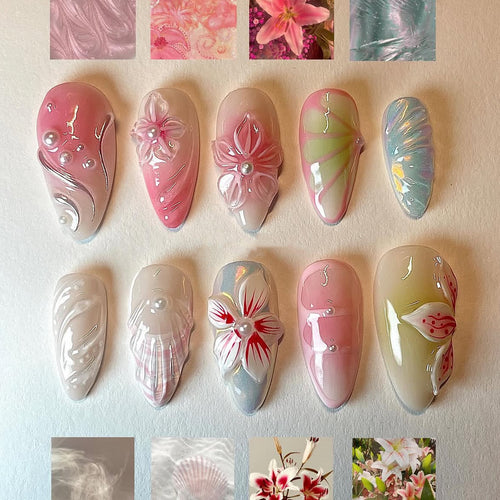 Artificial Flowers Nail Set Bowlift