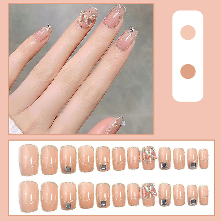 Glamorous artificial nails with delicate rhinestone decorations Bowlift