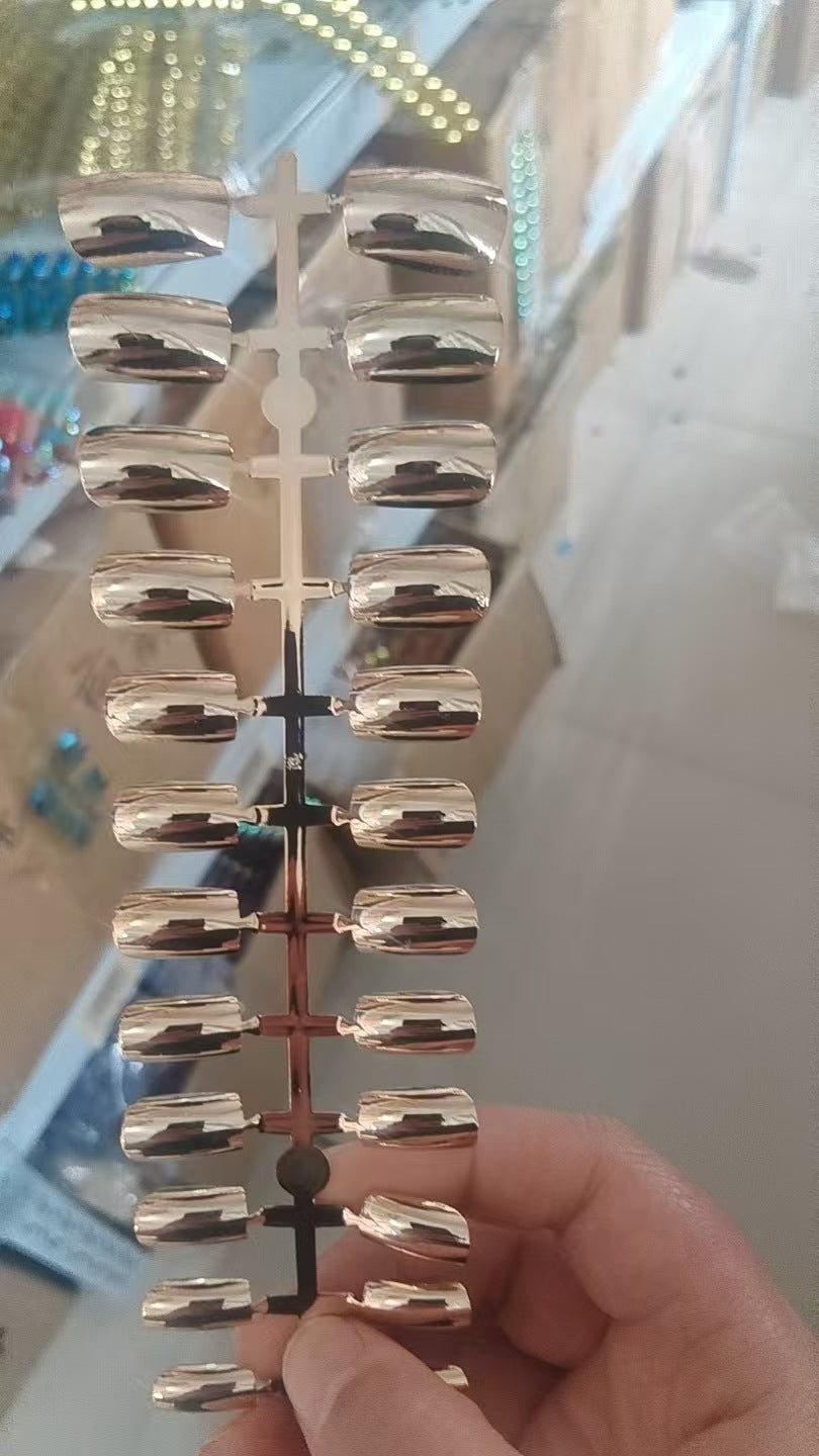 Glossy Metallic Press-On Nail Art Bowlift