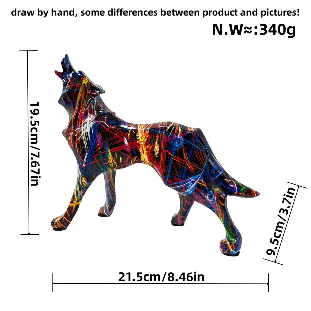 Unique wolf sculpture made of hand-painted resin Bowlift