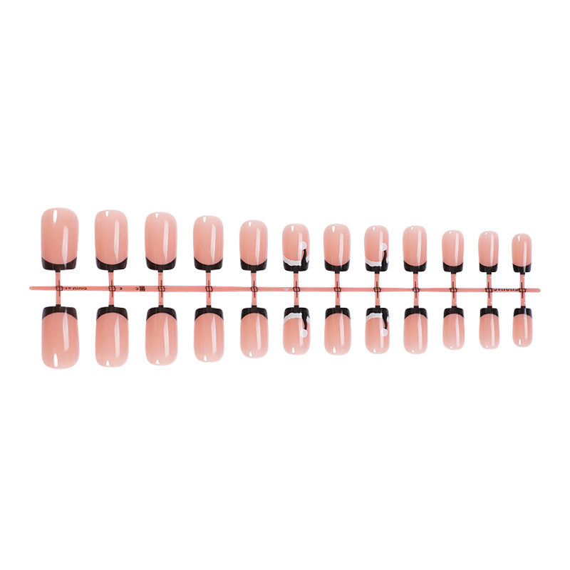 Glossy French Tip Press-On Nail Set Bowlift