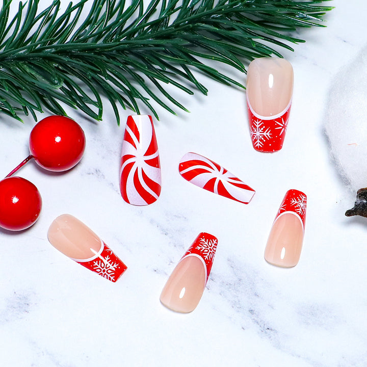 Festive Candy Cane Nail Art Set Bowlift