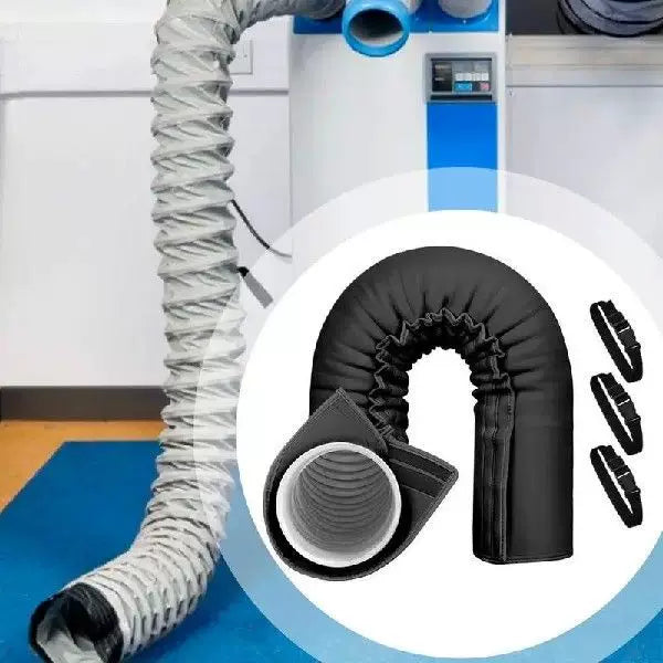 Unisex One Size thermal insulating exhaust pipe sleeve with elastic cuff and adjustable straps for portable air conditioners and dryers Bowlift
