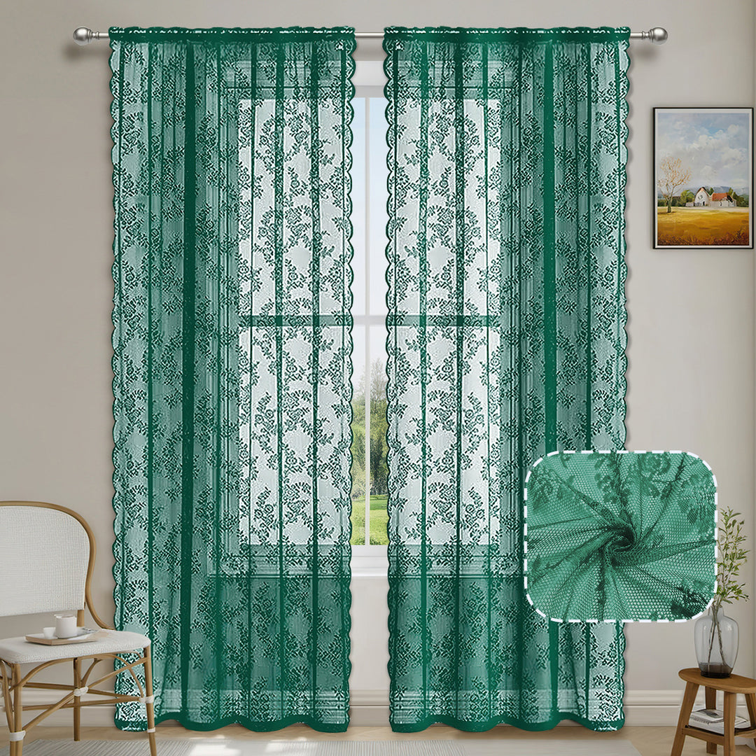 Elegant Floral Lace Window Drapes
