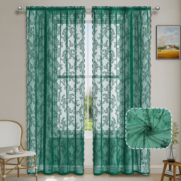 Elegant Floral Lace Window Drapes