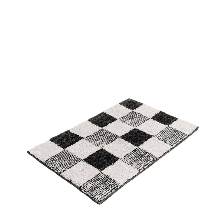 Plush Memory-Foam Non-Slip Checkerboard Bath Rug Bowlift