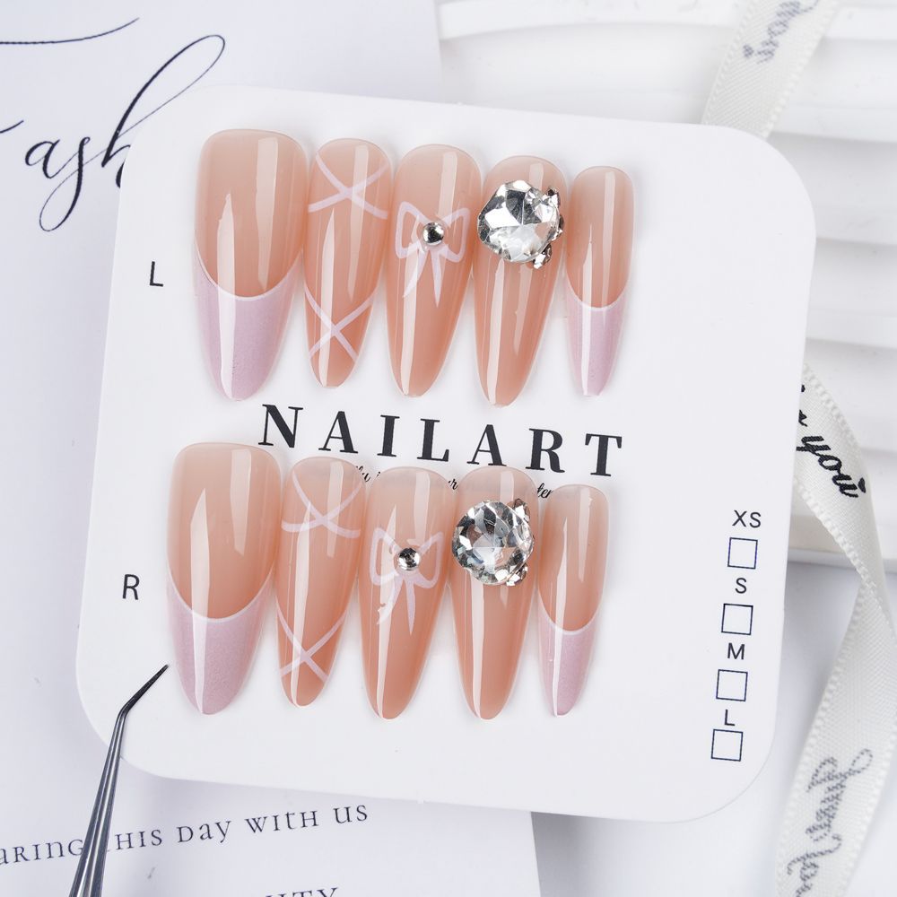 Artistic Press-On Nail Set with Cute Character Designs Bowlift