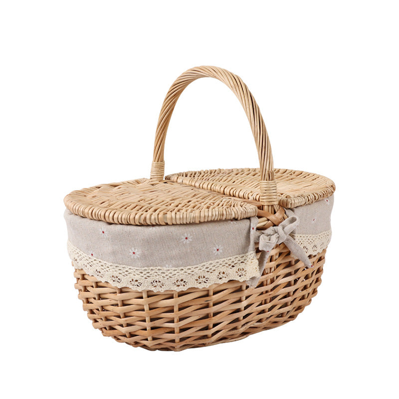 Ladies stylish storage basket with decorative fabric trim Bowlift