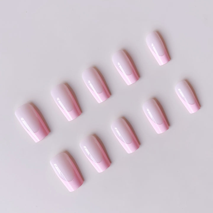 Acrylic Nail Set with Elegant French Design and Gloss Finish Bowlift