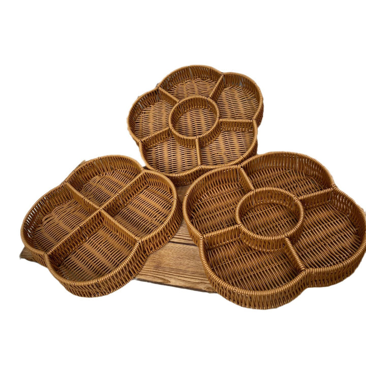Ladies beef braided serving basket with three compartments Bowlift