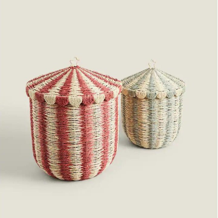 Decorative Woven Storage Canister Bowlift