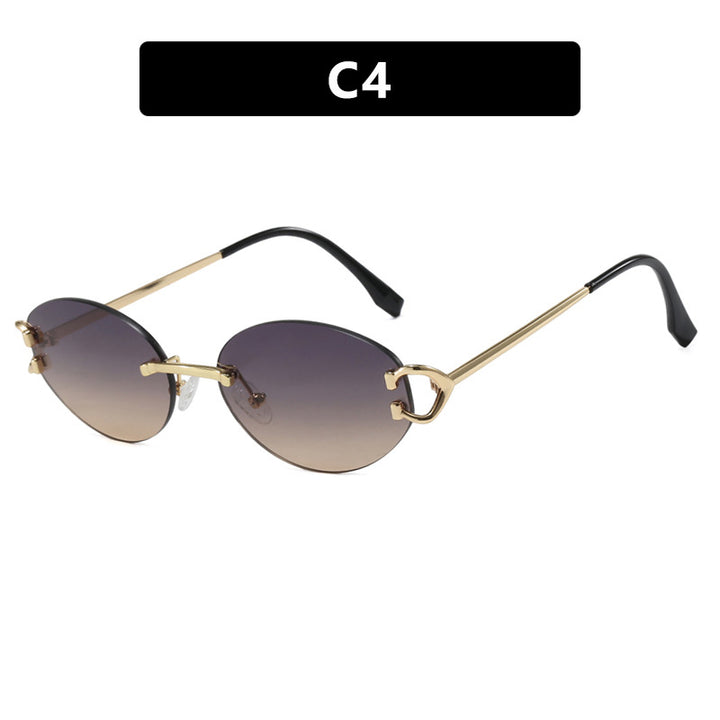 Women's elegant oval-shaped sunglasses with fashionable metal frame Bowlift