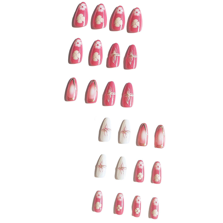 Artistic Floral Press-On Nail Design Bowlift