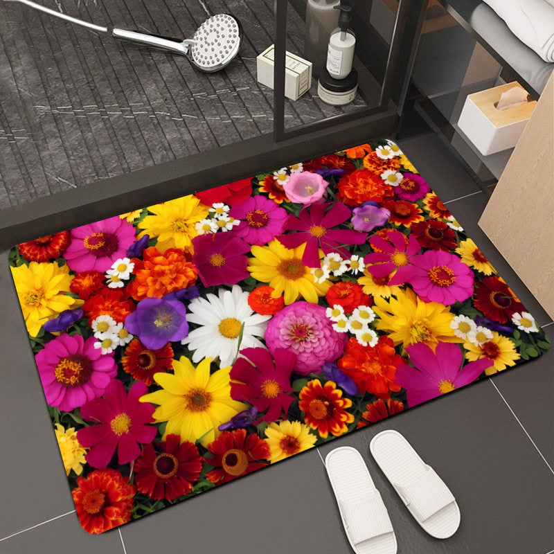 Floral Design Memory Foam Bath Mat Bowlift