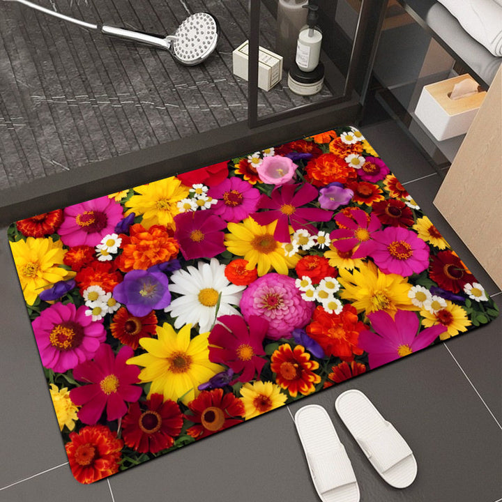 Floral Design Memory Foam Bath Mat Bowlift