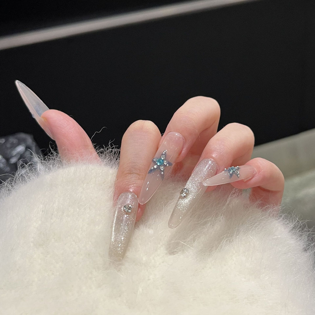 Star-Accent Press-On Nail Art Set Bowlift