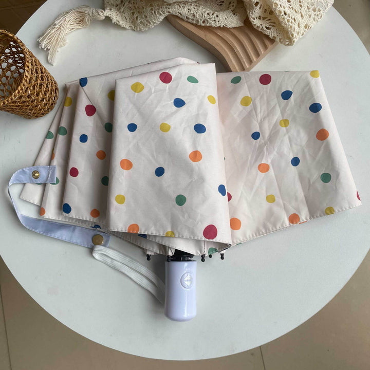 Ladies Automatic Folding Umbrella with Colorful Polka Dot Design Bowlift