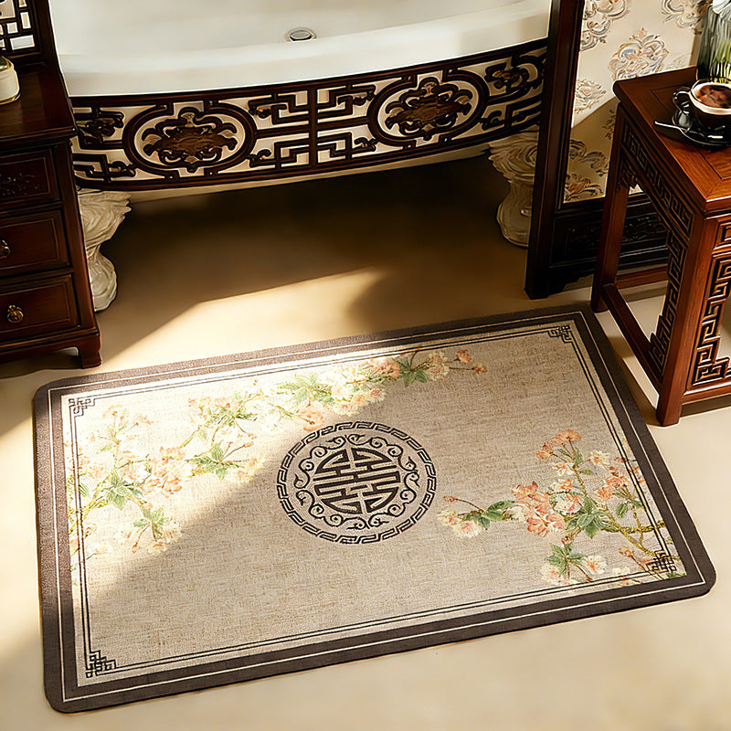 Artistic Floral Bath Mat Bowlift