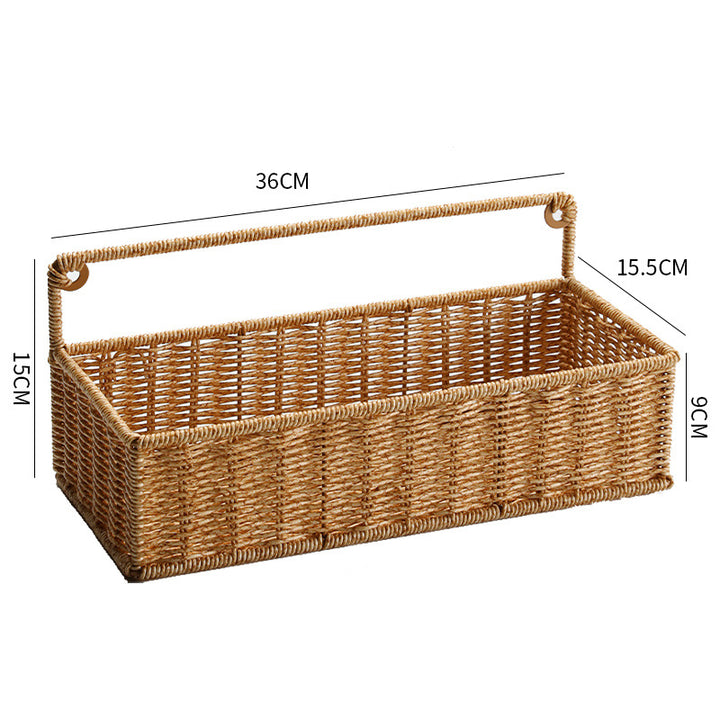Double-Tier Woven Storage Basket with Handle Bowlift