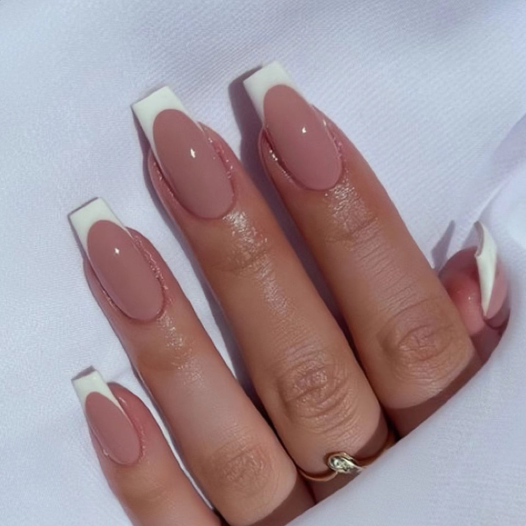 Elegant French Tip Nail Art Extensions Bowlift