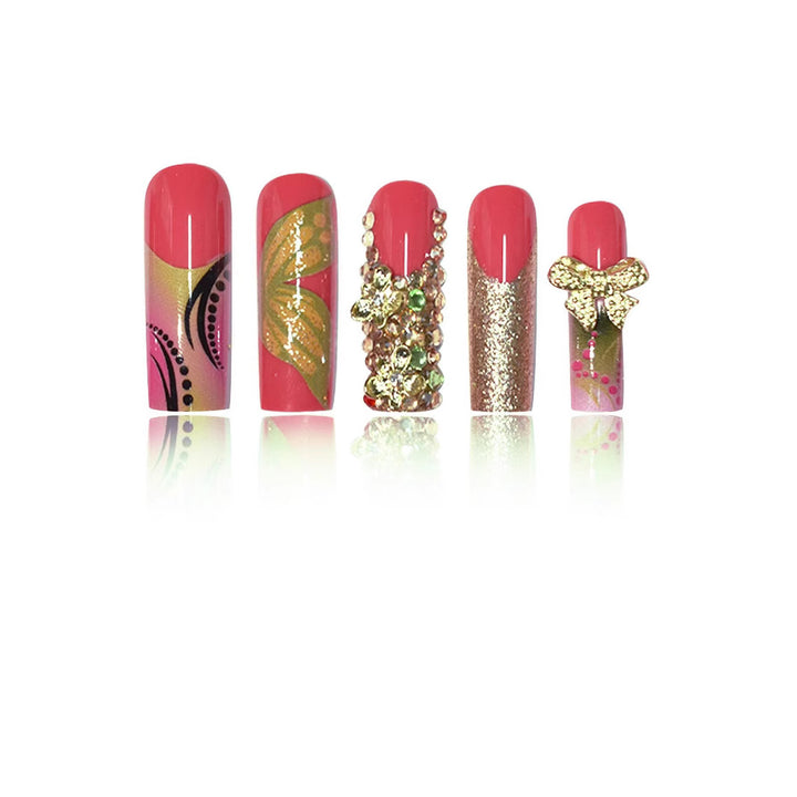 Artistic Floral Press-On Nail Set Bowlift