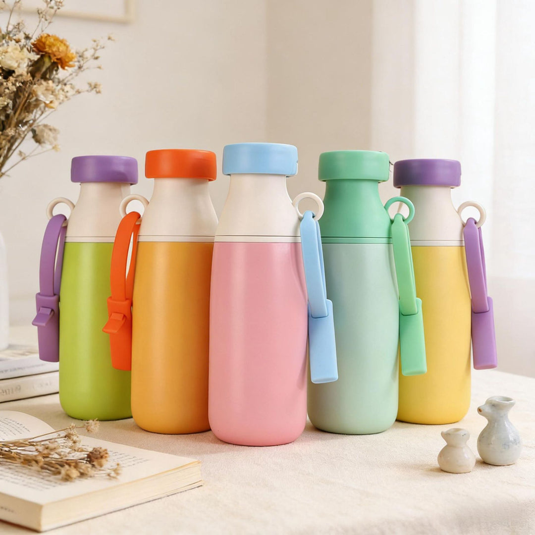 Ladies Insulated Sports Water Bottle with practical carrying strap Bowlift
