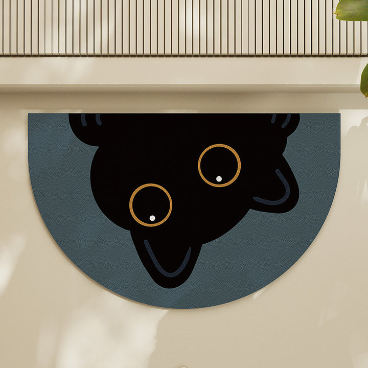 Round Cat-Themed Floor Mat Bowlift