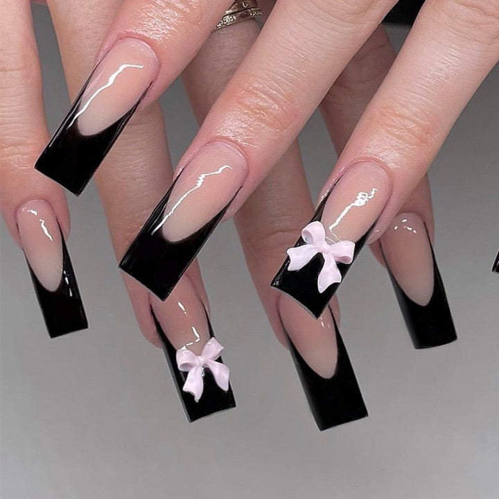 Artful Nail Extensions with Bow Design Bowlift