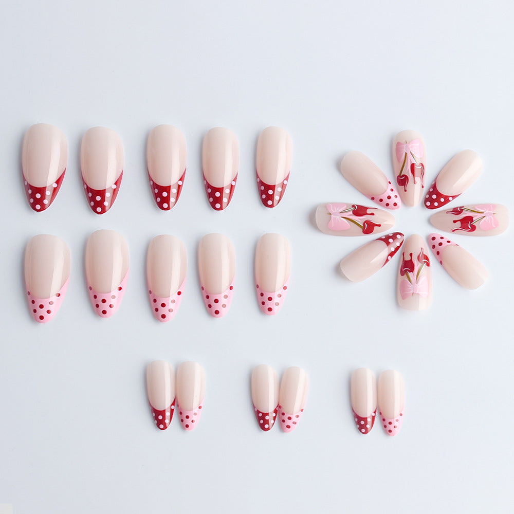Artistic Cherry-Themed Press-On Nail Art Set Bowlift