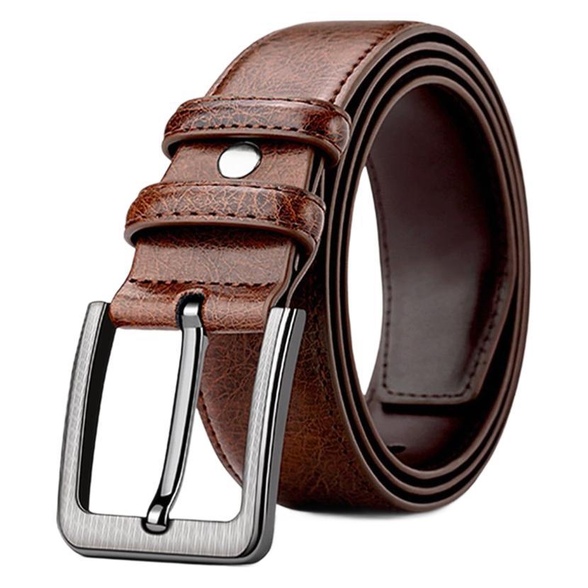 Classic full-grain leather dress belt with brushed metal pin buckle Bowlift