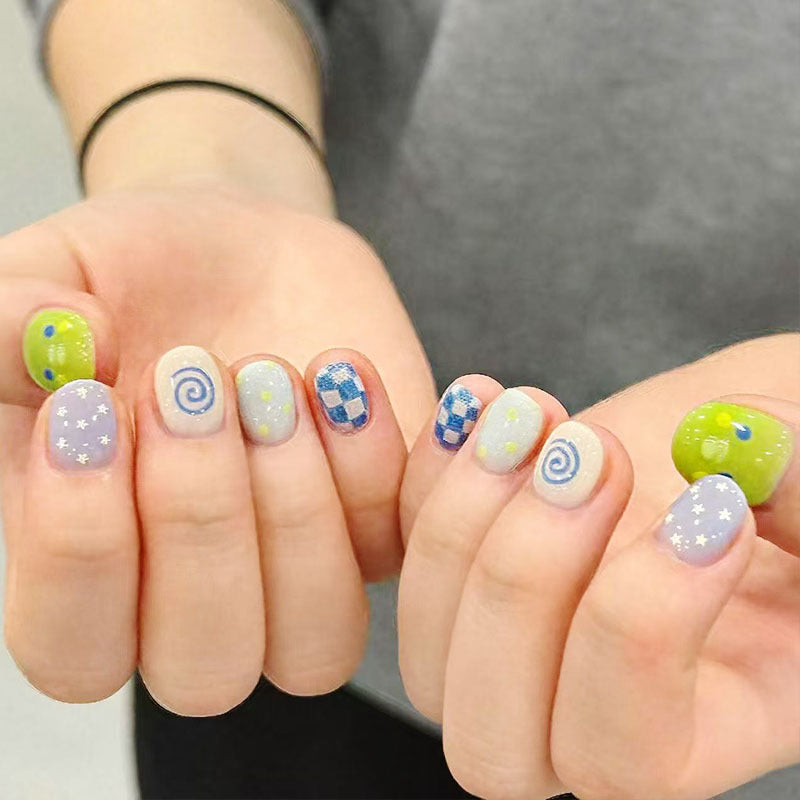 Artistic Cat-Themed Press-On Nail Art Set Bowlift